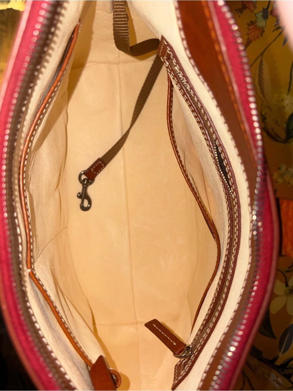 Dooney And Bourke Toscana Florentine Cognac Turnlock Hobo Purse - Picture 8 of 13